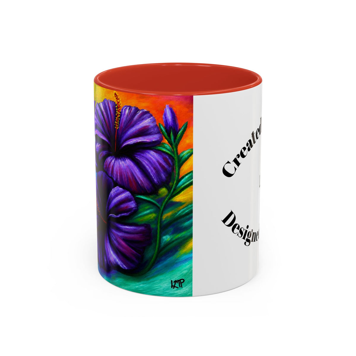 Floral Accent Coffee Mug Purple Hibiscus LMP – "Created to Bloom, Designed to Shine" (11/15 oz)