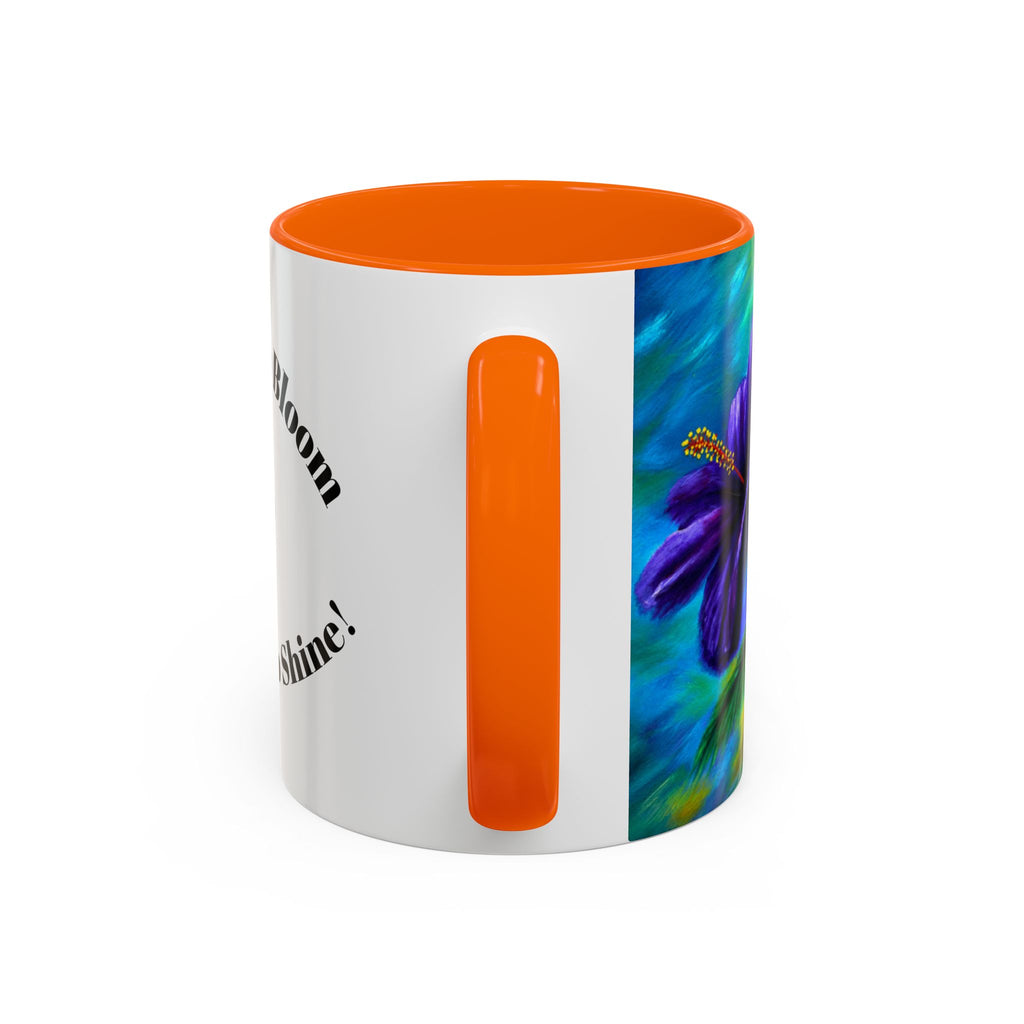 Floral Accent Coffee Mug Purple Hibiscus LMP – "Created to Bloom, Designed to Shine" (11/15 oz)