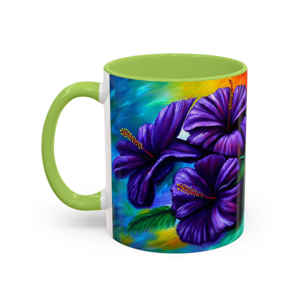 Floral Accent Coffee Mug Purple Hibiscus LMP – "Created to Bloom, Designed to Shine" (11/15 oz)