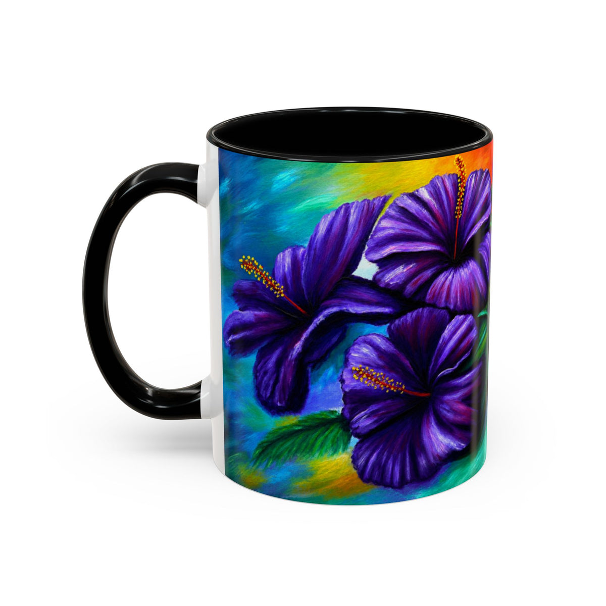 Floral Accent Coffee Mug Purple Hibiscus LMP – "Created to Bloom, Designed to Shine" (11/15 oz)