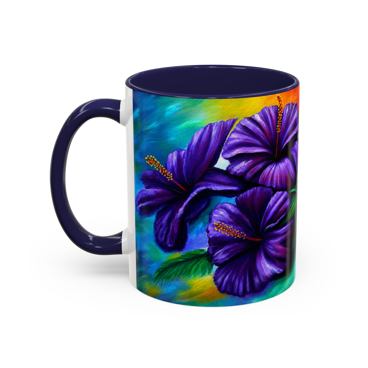 Floral Accent Coffee Mug Purple Hibiscus LMP – "Created to Bloom, Designed to Shine" (11/15 oz)