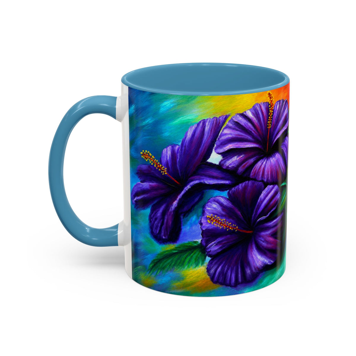 Floral Accent Coffee Mug Purple Hibiscus LMP – "Created to Bloom, Designed to Shine" (11/15 oz)
